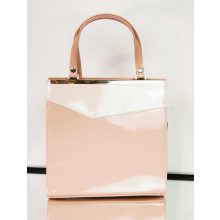 Cipzáras záródású, egy  rekeszes,  púder rózsaszín színű, vállra akasztható, alkalmi  kézi táska 