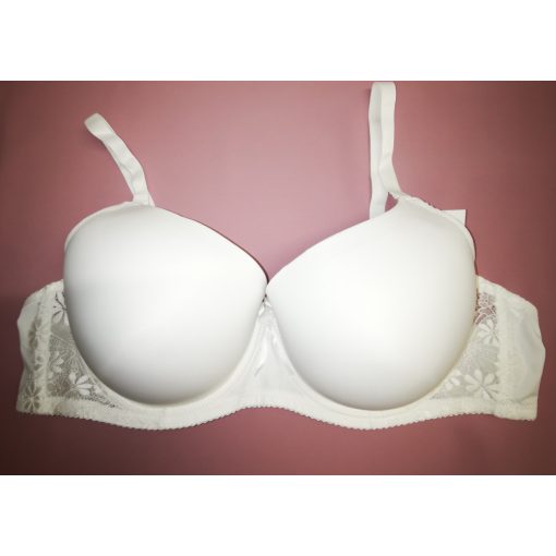 Fehér színű, széles pántos, 3 kapcsos, vékony szivacs betétes, merevítős melltartó 85 E- 105 E