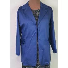 Kihajtós nyakú, hosszú ujjú, álzsebes, szövet anyagú, nyitott blézer 3XL/4XL