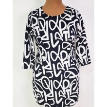 Sötétkék-fehér színű mintás, kellemes, rugalmas, selymes anyagú tunika L-3XL
