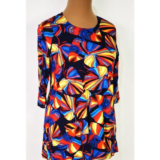 Színes mintás, kellemes, rugalmas, pamutos anyagú tunika L-3XL