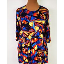 Színes mintás, kellemes, rugalmas, pamutos anyagú tunika L-3XL