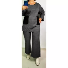 Zsebes, pepita mintás, vastagabb, pamutos anyagútunika felső 2XL/4XL