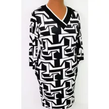 Fekete-fehér színű mintával díszített  ruha S/M-3XL