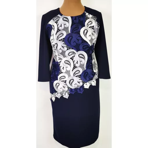 Bézs-ezüstszürke színű csipkerátétes ruha 46-54