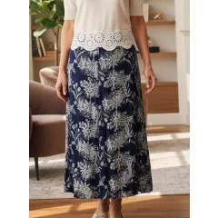   Gumis derekú, 6 cikkes, sötétkék alapszínen, fehér színű mintás szoknya 3XL/5XL